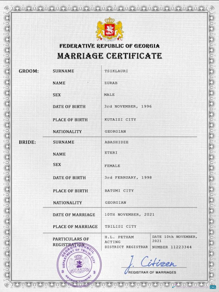Download Georgia marriage certificate PSD template Photoshop template